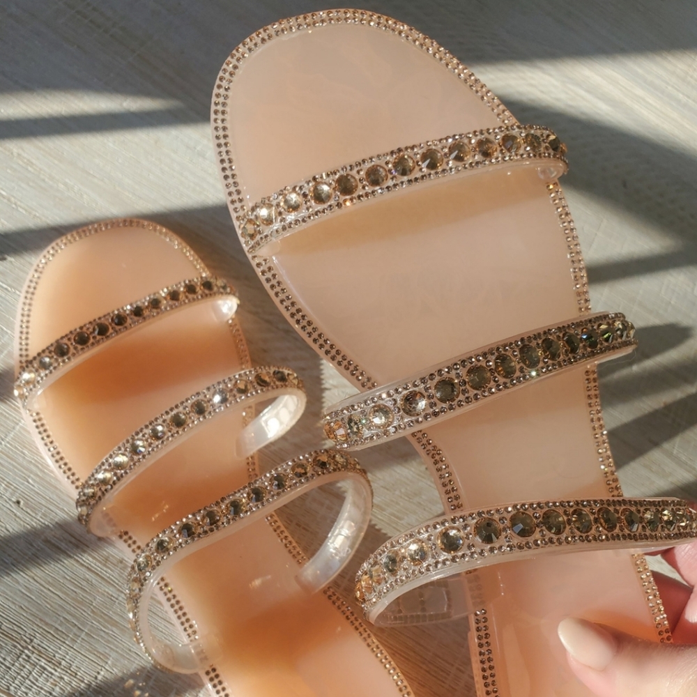 Rhinestone Nude Jelly Sandals